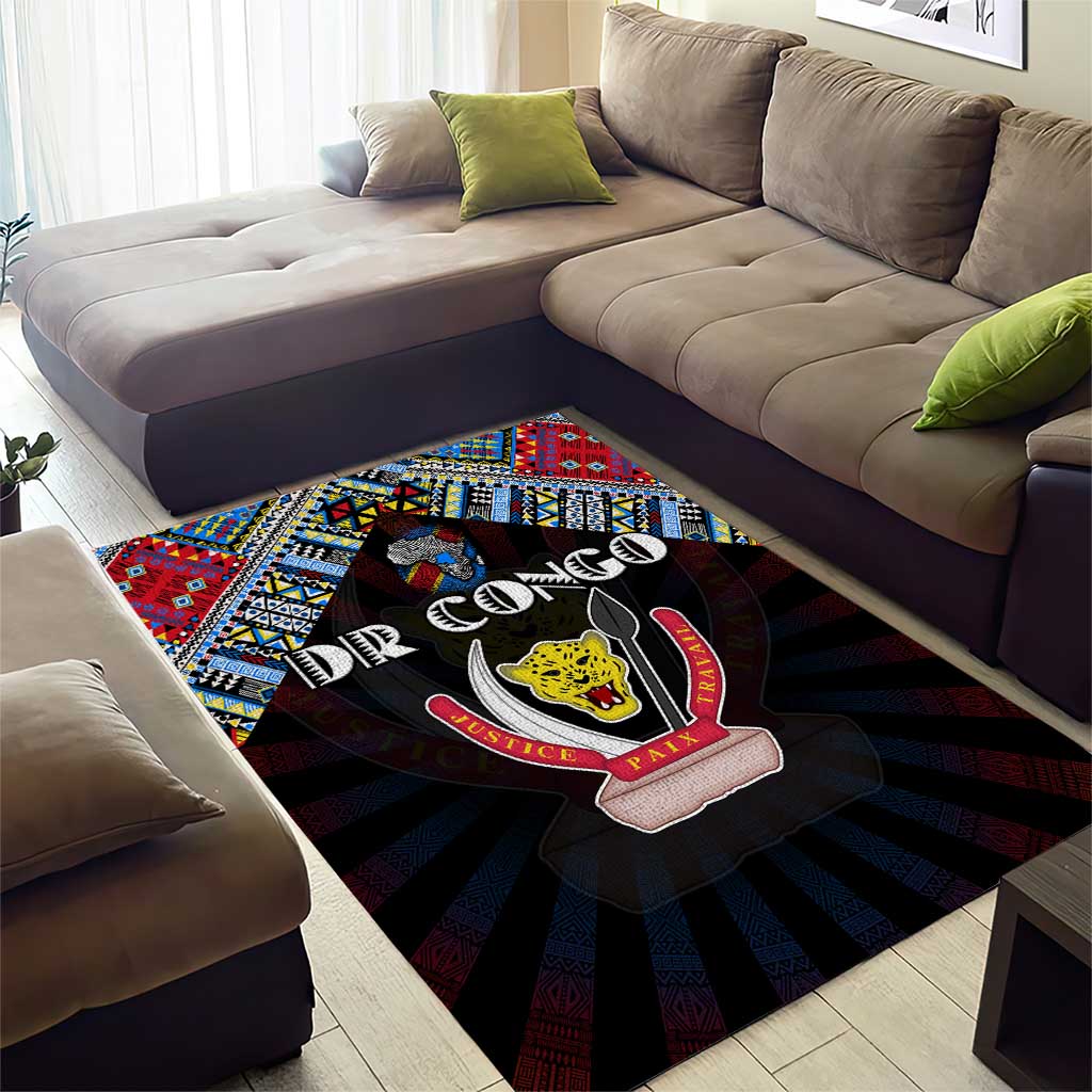 DR Congo Roots Area Rug African Pride in Fingerprint and Tribal Colors
