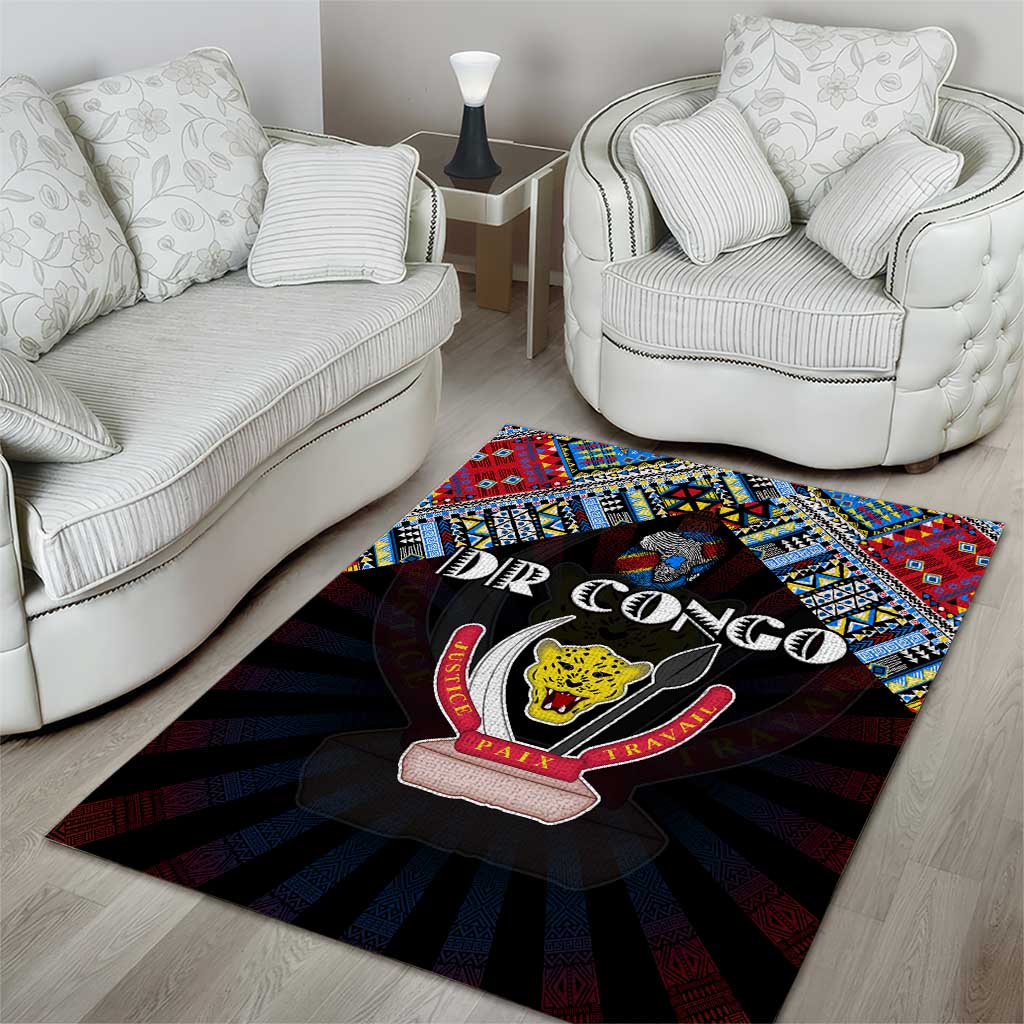 DR Congo Roots Area Rug African Pride in Fingerprint and Tribal Colors