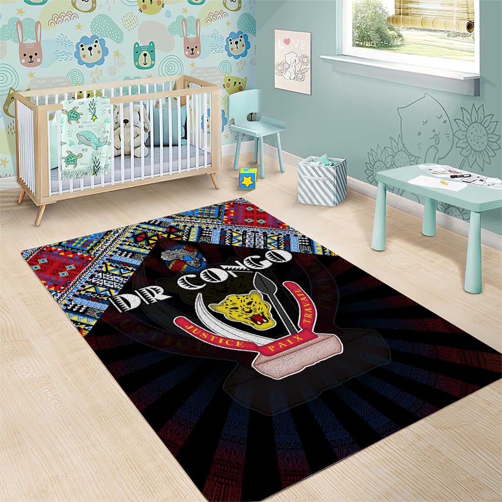 DR Congo Roots Area Rug African Pride in Fingerprint and Tribal Colors