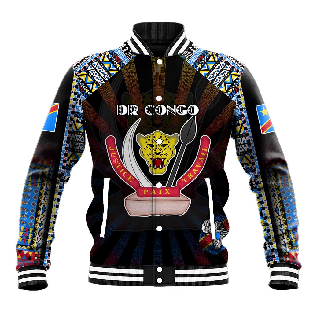 Personalized DR Congo Roots Baseball Jacket African Pride in Fingerprint and Tribal Colors