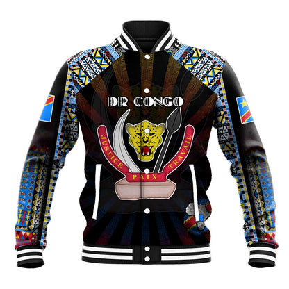 Personalized DR Congo Roots Baseball Jacket African Pride in Fingerprint and Tribal Colors