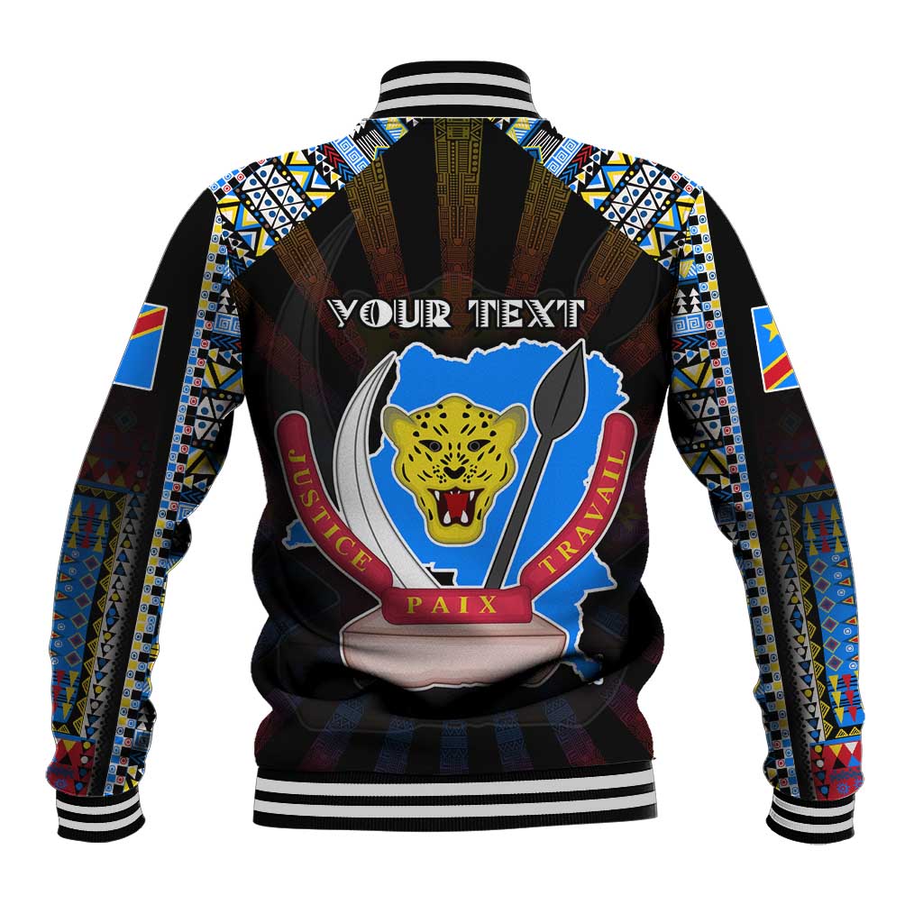 Personalized DR Congo Roots Baseball Jacket African Pride in Fingerprint and Tribal Colors