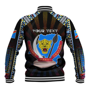 Personalized DR Congo Roots Baseball Jacket African Pride in Fingerprint and Tribal Colors
