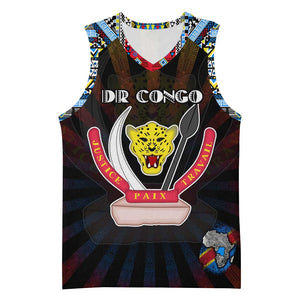 Personalized DR Congo Roots Basketball Jersey African Pride in Fingerprint and Tribal Colors - African Pride