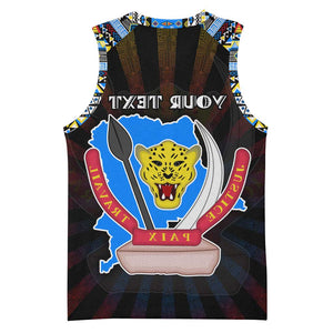 Personalized DR Congo Roots Basketball Jersey African Pride in Fingerprint and Tribal Colors - African Pride
