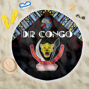 DR Congo Roots Beach Blanket African Pride in Fingerprint and Tribal Colors