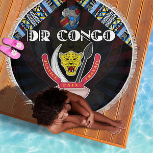DR Congo Roots Beach Blanket African Pride in Fingerprint and Tribal Colors