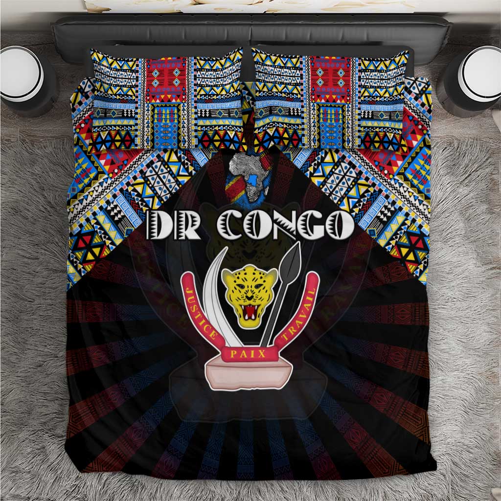 DR Congo Roots Bedding Set African Pride in Fingerprint and Tribal Colors