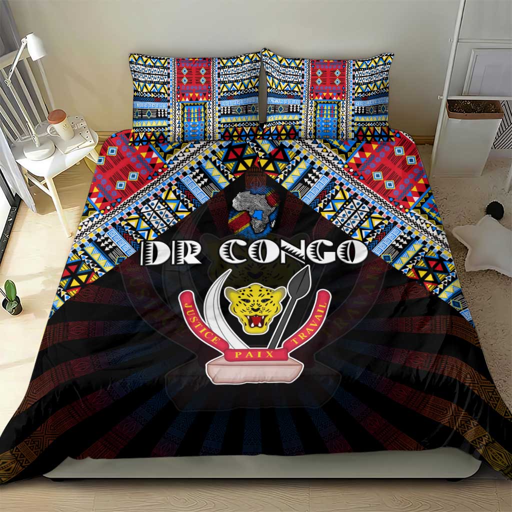 DR Congo Roots Bedding Set African Pride in Fingerprint and Tribal Colors