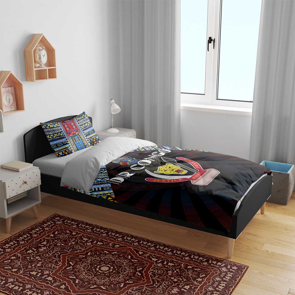 DR Congo Roots Bedding Set African Pride in Fingerprint and Tribal Colors