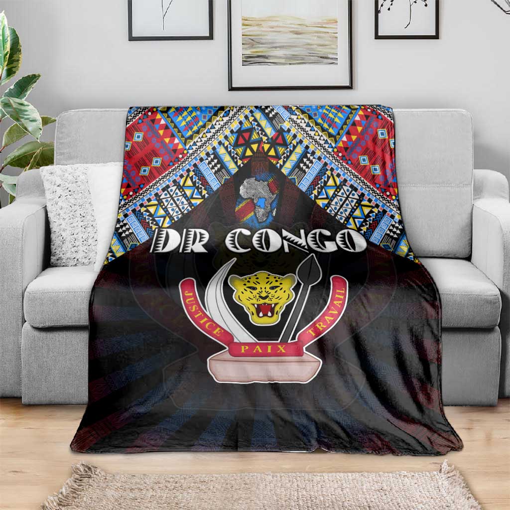DR Congo Roots Blanket African Pride in Fingerprint and Tribal Colors