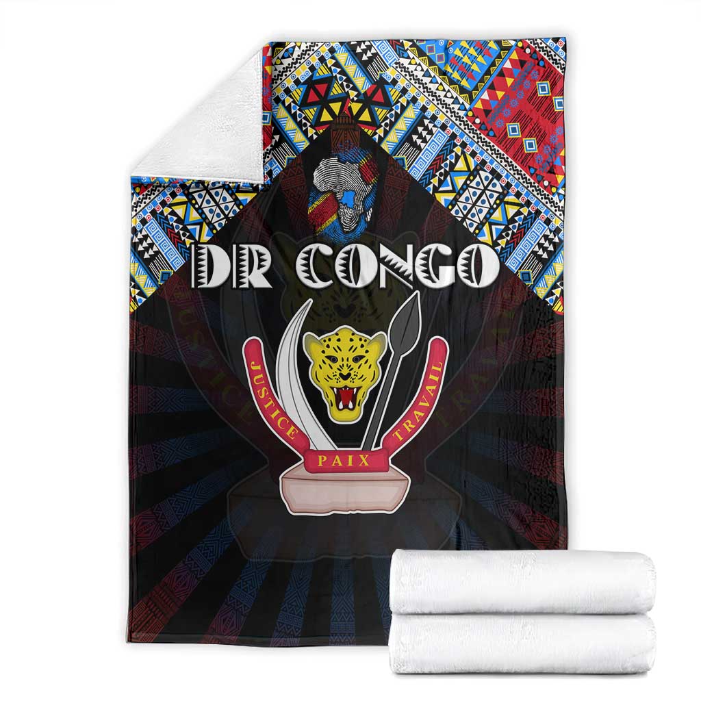 DR Congo Roots Blanket African Pride in Fingerprint and Tribal Colors