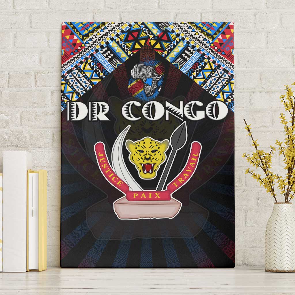 DR Congo Roots Canvas Wall Art African Pride in Fingerprint and Tribal Colors