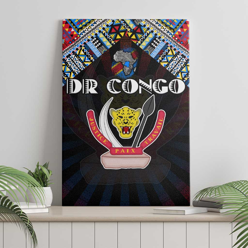 DR Congo Roots Canvas Wall Art African Pride in Fingerprint and Tribal Colors
