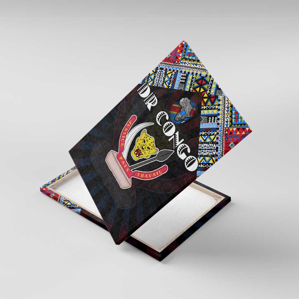 DR Congo Roots Canvas Wall Art African Pride in Fingerprint and Tribal Colors