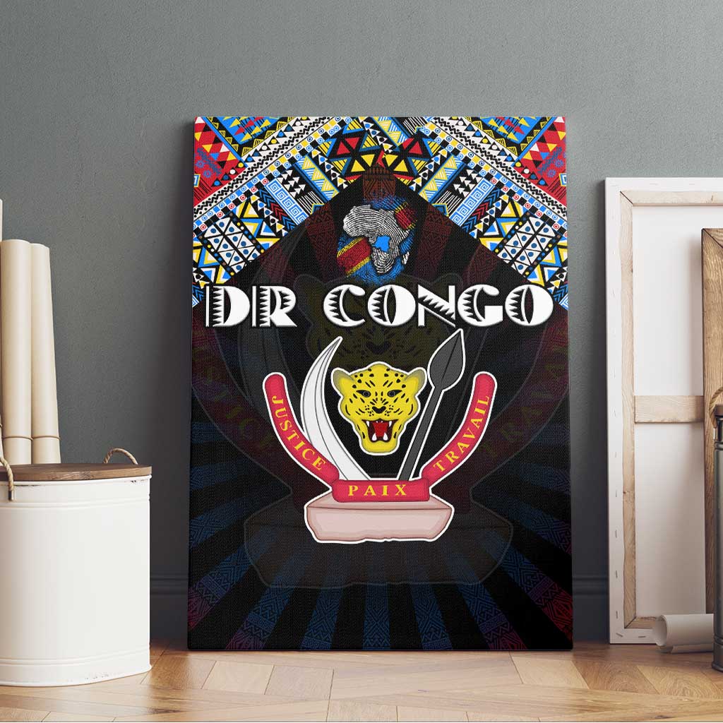 DR Congo Roots Canvas Wall Art African Pride in Fingerprint and Tribal Colors