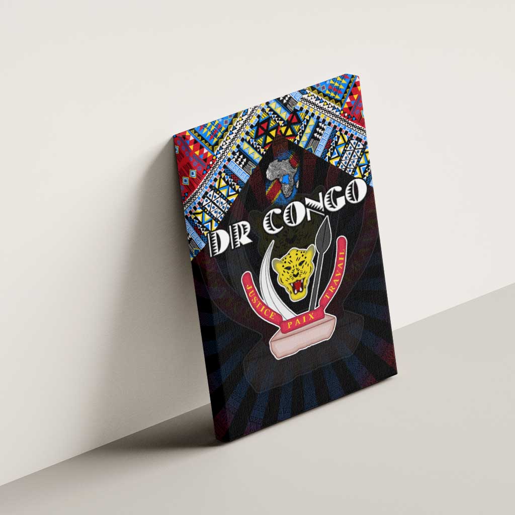 DR Congo Roots Canvas Wall Art African Pride in Fingerprint and Tribal Colors
