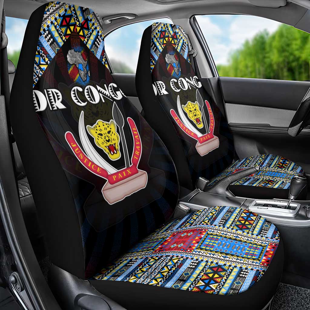 DR Congo Roots Car Seat Cover African Pride in Fingerprint and Tribal Colors