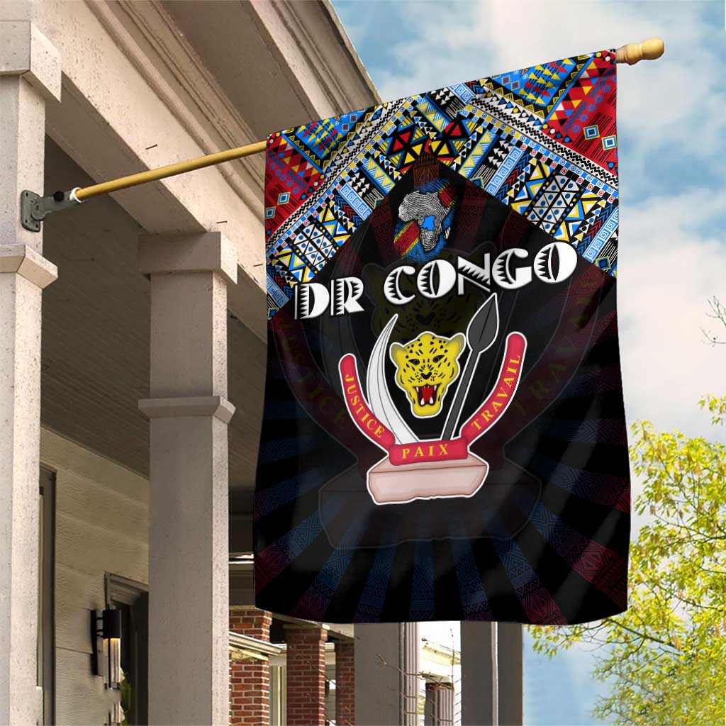 DR Congo Roots Garden Flag African Pride in Fingerprint and Tribal Colors
