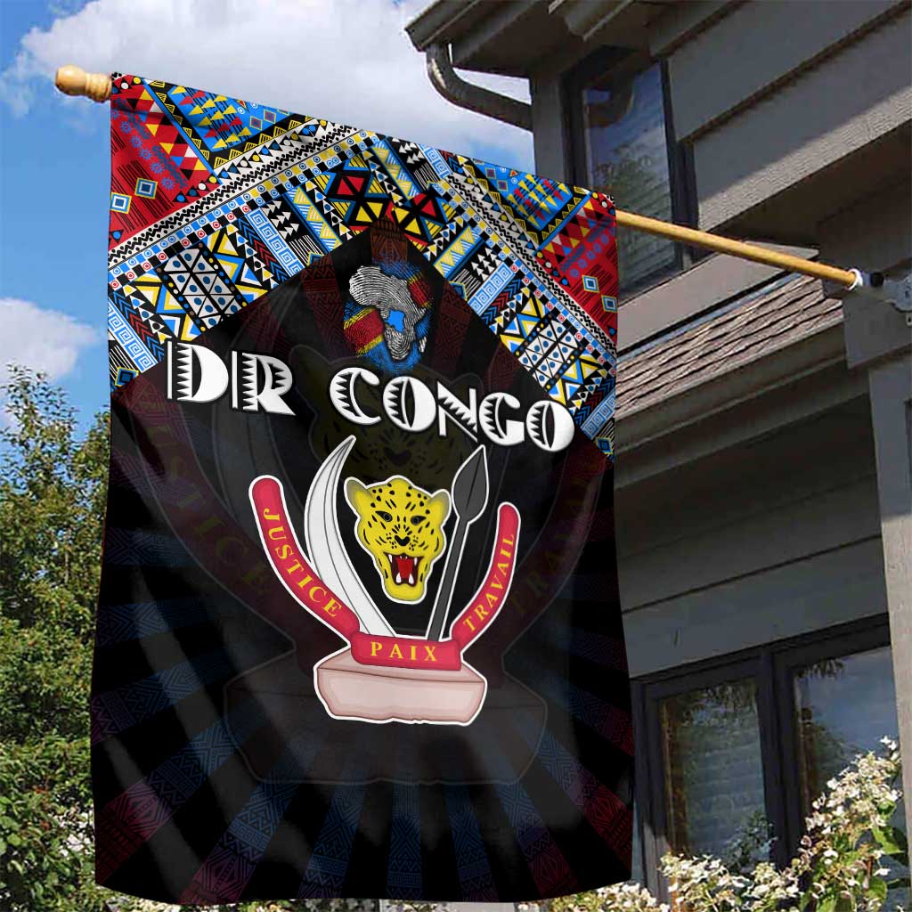 DR Congo Roots Garden Flag African Pride in Fingerprint and Tribal Colors