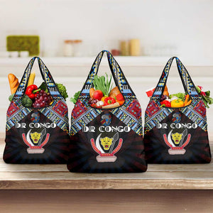 DR Congo Roots Grocery Bag African Pride in Fingerprint and Tribal Colors