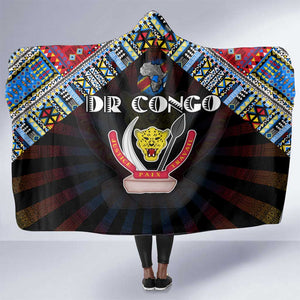 DR Congo Roots Hooded Blanket African Pride in Fingerprint and Tribal Colors