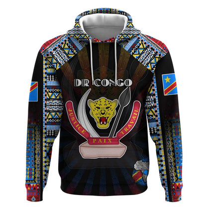 Personalized DR Congo Roots Hoodie African Pride in Fingerprint and Tribal Colors