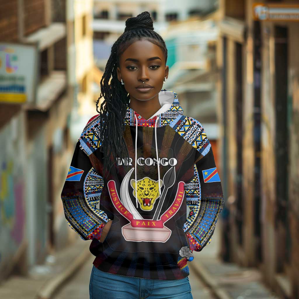 Personalized DR Congo Roots Hoodie African Pride in Fingerprint and Tribal Colors