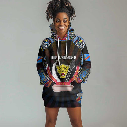 Personalized DR Congo Roots Hoodie Dress African Pride in Fingerprint and Tribal Colors
