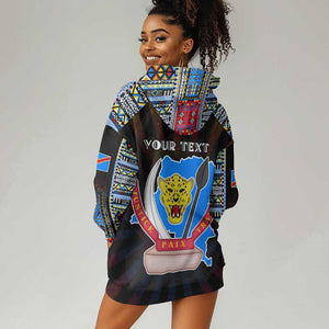 Personalized DR Congo Roots Hoodie Dress African Pride in Fingerprint and Tribal Colors