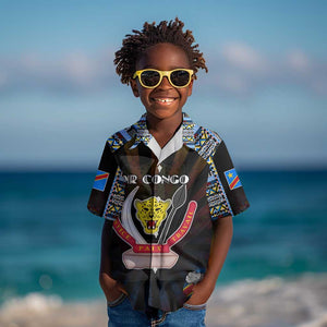 Personalized DR Congo Roots Kid Hawaiian Shirt African Pride in Fingerprint and Tribal Colors