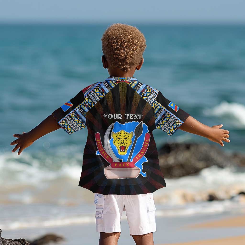 Personalized DR Congo Roots Kid Hawaiian Shirt African Pride in Fingerprint and Tribal Colors