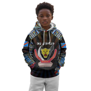 Personalized DR Congo Roots Kid Hoodie African Pride in Fingerprint and Tribal Colors