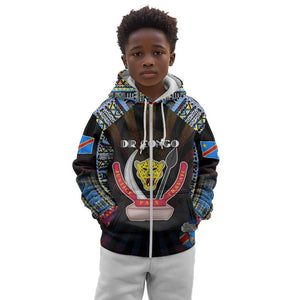 Personalized DR Congo Roots Kid Hoodie African Pride in Fingerprint and Tribal Colors