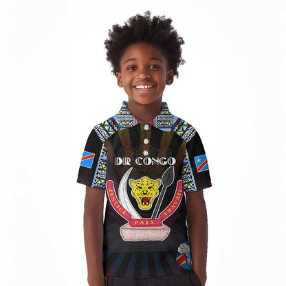 Personalized DR Congo Roots Kid Polo Shirt African Pride in Fingerprint and Tribal Colors