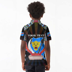 Personalized DR Congo Roots Kid Polo Shirt African Pride in Fingerprint and Tribal Colors
