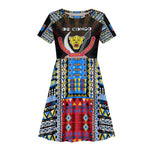 Personalized DR Congo Roots Kid Short Sleeve Dress African Pride in Fingerprint and Tribal Colors