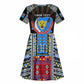 Personalized DR Congo Roots Kid Short Sleeve Dress African Pride in Fingerprint and Tribal Colors
