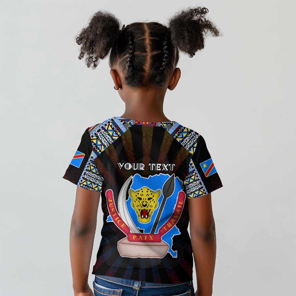 Personalized DR Congo Roots Kid T shirt African Pride in Fingerprint and Tribal Colors