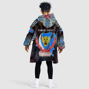 Personalized DR Congo Roots Kid Wearable Blanket Hoodie African Pride in Fingerprint and Tribal Colors