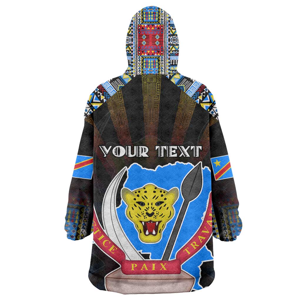 Personalized DR Congo Roots Kid Wearable Blanket Hoodie African Pride in Fingerprint and Tribal Colors