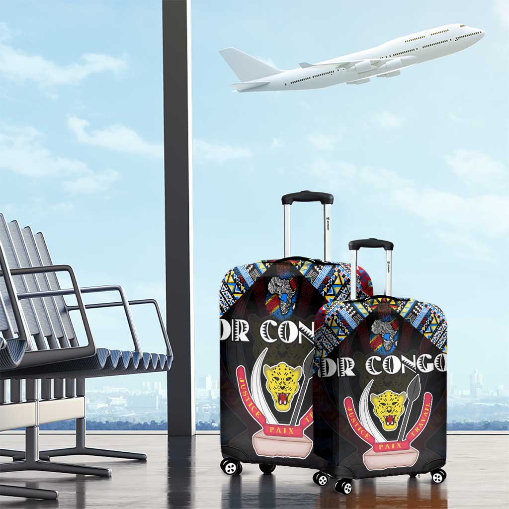 DR Congo Roots Luggage Cover African Pride in Fingerprint and Tribal Colors