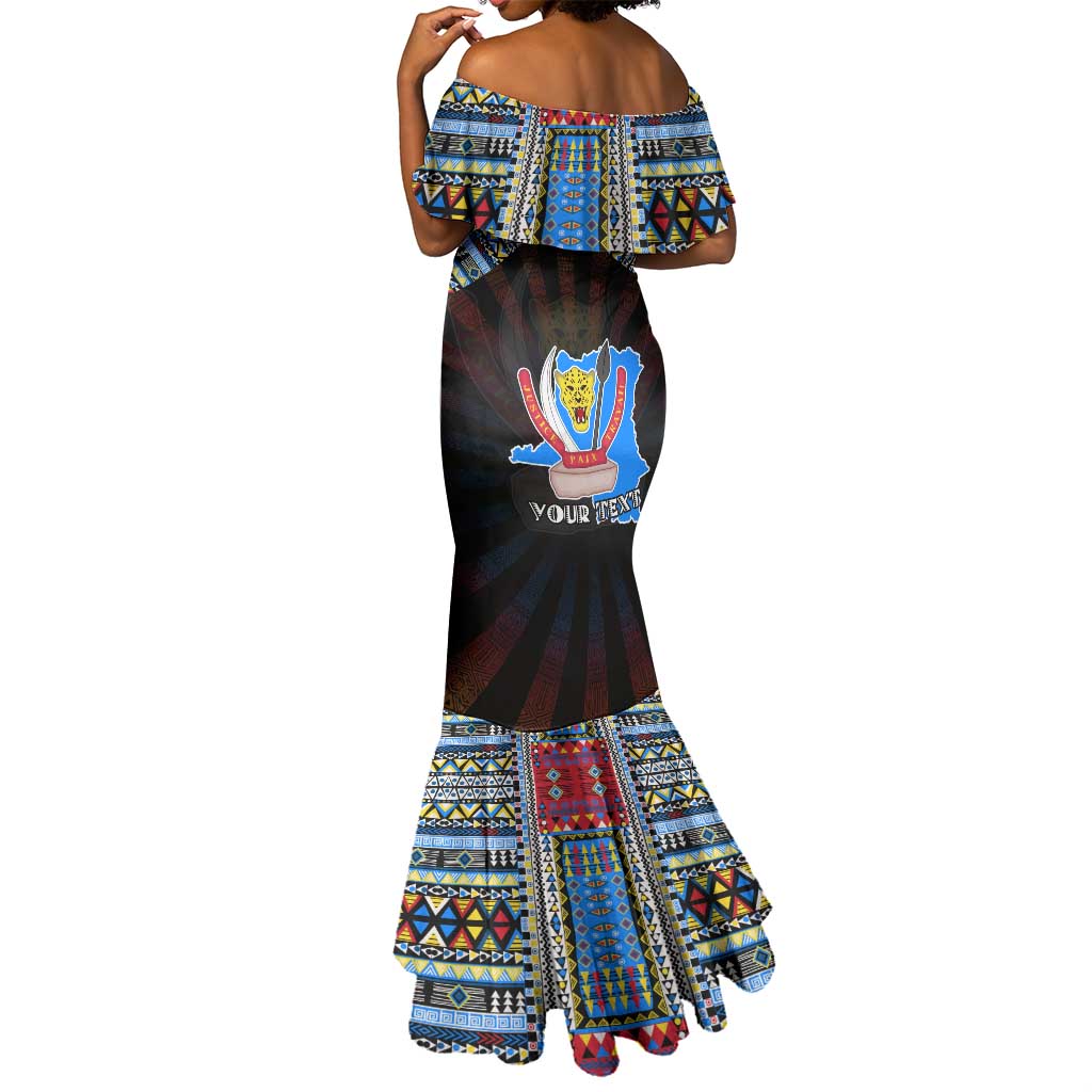 Personalized DR Congo Roots Mermaid Dress African Pride in Fingerprint and Tribal Colors