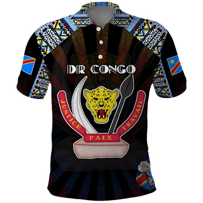 Personalized DR Congo Roots Polo Shirt African Pride in Fingerprint and Tribal Colors