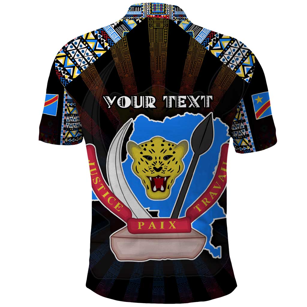 Personalized DR Congo Roots Polo Shirt African Pride in Fingerprint and Tribal Colors
