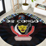 DR Congo Roots Round Carpet African Pride in Fingerprint and Tribal Colors