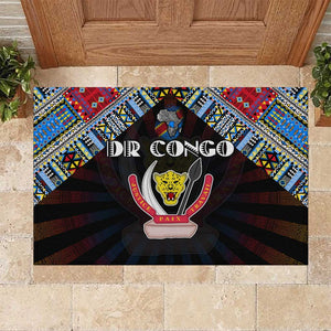 DR Congo Roots Rubber Doormat African Pride in Fingerprint and Tribal Colors