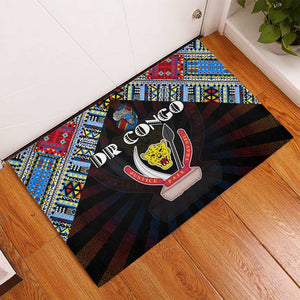 DR Congo Roots Rubber Doormat African Pride in Fingerprint and Tribal Colors