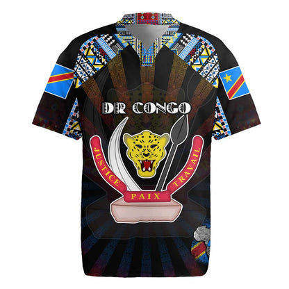 Personalized DR Congo Roots Rugby Jersey African Pride in Fingerprint and Tribal Colors