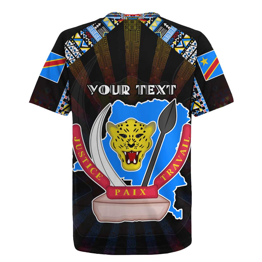 Personalized DR Congo Roots Rugby Jersey African Pride in Fingerprint and Tribal Colors